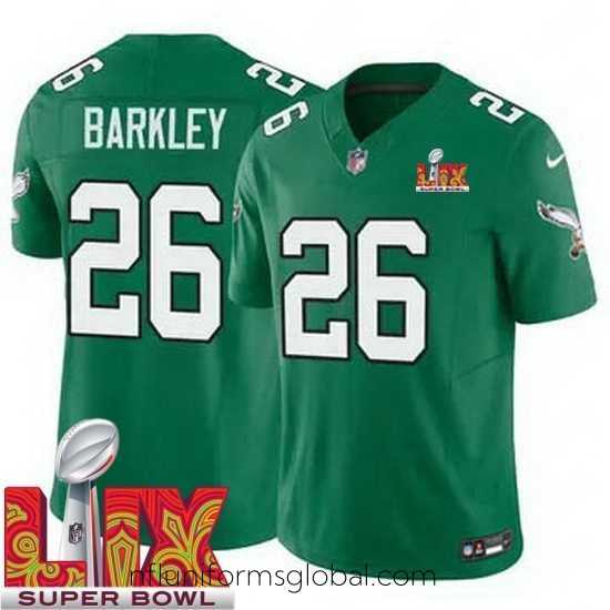 Divine Philadelphia Eagles Saquon Barkley #26 Kelly Green 2024 2025 Super Bowl LIX F.U.S.E Stitched NFL Jersey