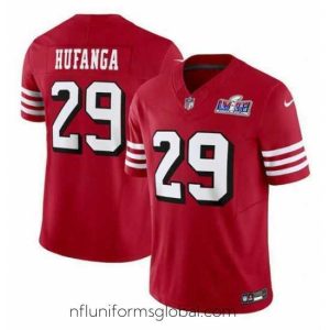 Captivating San Francisco 49ers 29 Talanoa Hufanga New Red 2023 F.U.S.E  Stitched Football 2024 Super Bowl LVIII Jersey