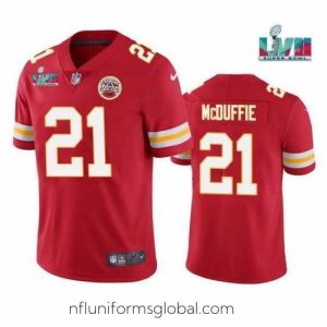 Gorgeous Toddler Kansas City Chiefs 21 Trent McDuffie Red Super Bowl LVII Patch Vapor Untouchable Limited Stitched Jersey