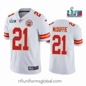 Ravishing Toddler Kansas City Chiefs 21 Trent McDuffie White Super Bowl LVII Patch Vapor Untouchable Limited Stitched Jersey