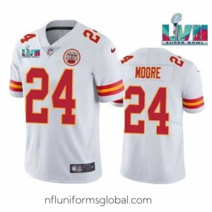 Enchanting Toddler Kansas City Chiefs 24 Skyy Moore White Super Bowl LVII Patch Vapor Untouchable Limited Stitched Jersey