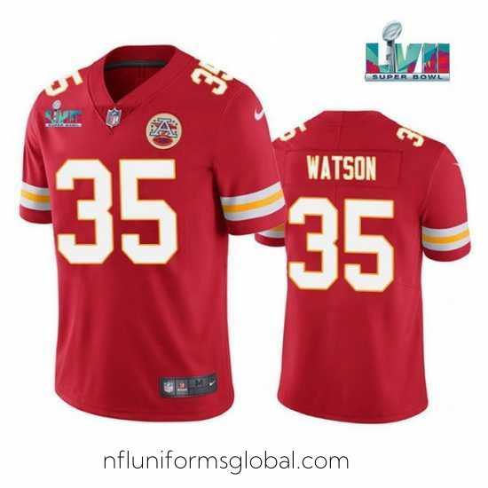 Sumptuous Toddler Kansas City Chiefs 35 Jaylen Watson Red Super Bowl LVII Patch Vapor Untouchable Limited Stitched Jersey