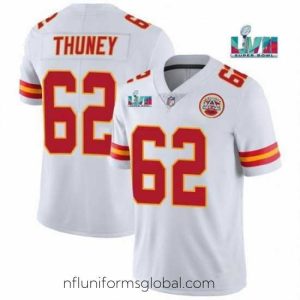 Exquisite Toddler Kansas City Chiefs 62 Joe Thuney White Super Bowl LVII Patch Vapor Untouchable Limited Stitched Jersey