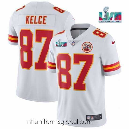 Sumptuous Toddler Kansas City Chiefs 87 Travis Kelce White Super Bowl LVII Patch Vapor Untouchable Limited Stitched Jersey