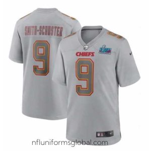 Enchanting Toddler Kansas City Chiefs 9 JuJu Smith Schuster Grey Super Bowl LVII Patch Atmosphere Fashion Stitched Game Jersey