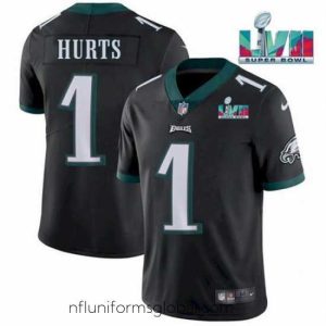 Captivating Toddler Philadelphia Eagles 1 Jalen Hurts Black Super Bowl LVII Patch Vapor Untouchable Limited Stitched Jersey