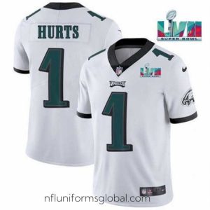 Alluring Toddler Philadelphia Eagles 1 Jalen Hurts White Super Bowl LVII Patch Vapor Untouchable Limited Stitched Jersey