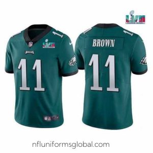 Alluring Toddler Philadelphia Eagles 11 A  J  Brown Green Super Bowl LVII Patch Vapor Untouchable Limited Stitched Jersey