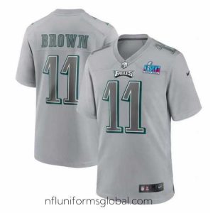 Enchanting Toddler Philadelphia Eagles 11 A J  Brown Grey Super Bowl LVII Patch Atmosphere Fashion Stitched Game Jersey