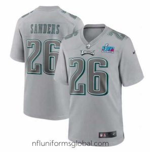Ravishing Toddler Philadelphia Eagles 26 Miles Sanders Grey Super Bowl LVII Patch Atmosphere Fashion Stitched Game Jersey