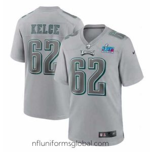 Exquisite Toddler Philadelphia Eagles 62 Jason Kelce Grey Super Bowl LVII Patch Atmosphere Fashion Stitched Game Jersey