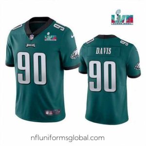 Alluring Toddler Philadelphia Eagles 90 Jordan Davis Green Super Bowl LVII Patch Vapor Untouchable Limited Stitched Jersey