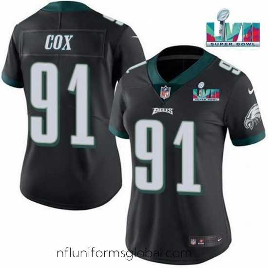 Enchanting Toddler Philadelphia Eagles 91 Fletcher Cox Black Super Bolw LVII Patch Vapor Untouchable Limited Stitched Football Jersey