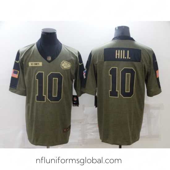 Ravishing Men's Kansas City Chiefs #10 Tyreek Hill Nike Olive 2021 Salute To Service Limited Jersey