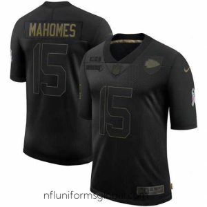 Exquisite Men's Kansas City Chiefs #15 Patrick Mahomes Black Nike 2020 Salute To Service Limited Jersey