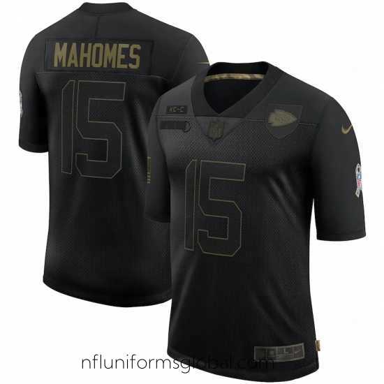 Exquisite Men's Kansas City Chiefs #15 Patrick Mahomes Black Nike 2020 Salute To Service Limited Jersey