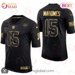 Alluring Men’s Kansas City Chiefs #15 Patrick Mahomes Black Salute to service Stitched Jersey