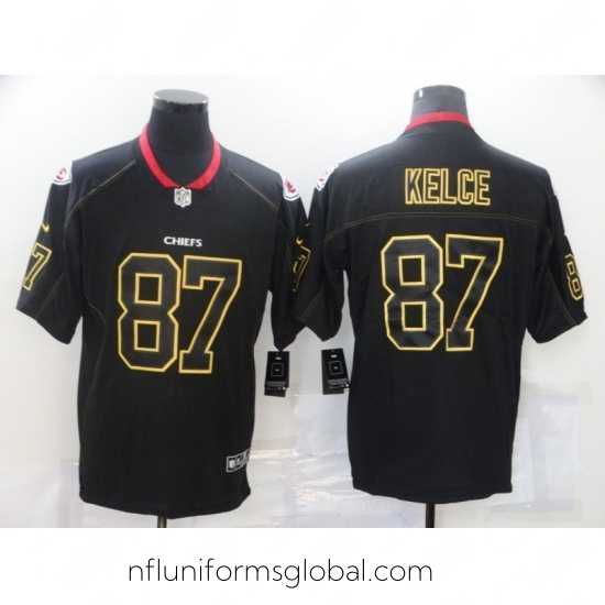 Gorgeous Men's Kansas City Chiefs #87 Travis Kelce Black Gold Nike Limited Jersey