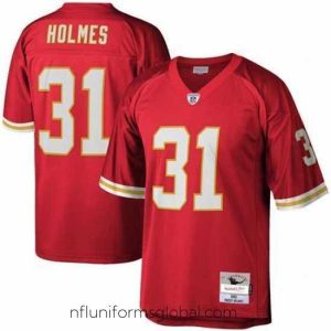 Exquisite Men's Kansas City Chiefs Mitchell & Ness Priest Holmes #31 Red Throwback Stitched NFL jersey