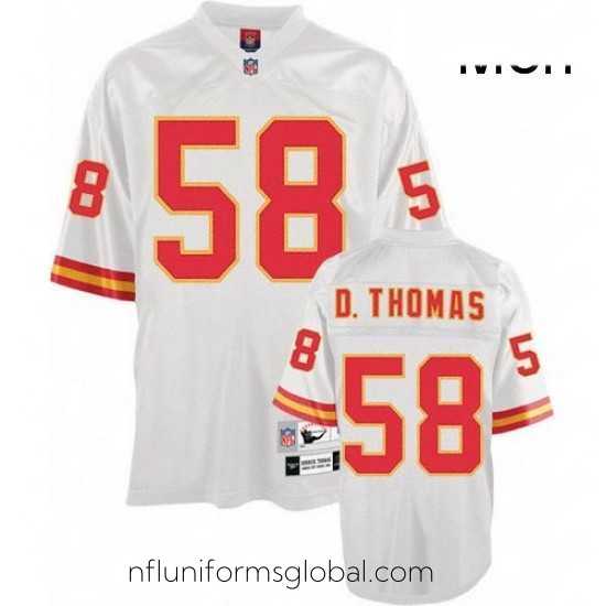 Stunning Mitchell And Ness Kansas City Chiefs 58 Derrick Thomas White Authentic Throwback NFL Jersey