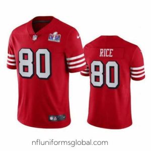 Exquisite Nike 49ers 80 Jerry Rice Red Rush Stitched NFL Vapor Untouchable Limited 2024 Super Bowl LVIII Jersey