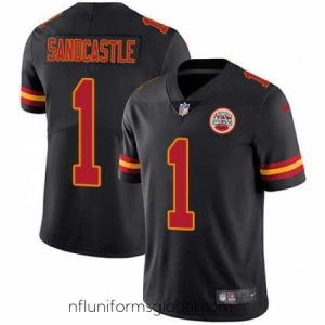 Exquisite Nike Chiefs #1 Leon Sandcastle Black Mens Stitched NFL Limited Rush Jersey