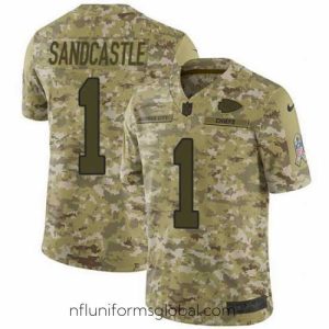 Stunning Nike Chiefs #1 Leon Sandcastle Camo Mens Stitched NFL Limited 2018 Salute To Service Jersey