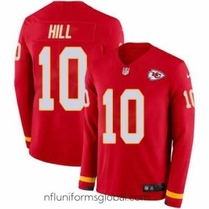 Ravishing Nike Chiefs #10 Tyreek Hill Red Team Color Stitched NFL Limited Therma Long Sleeve Jersey