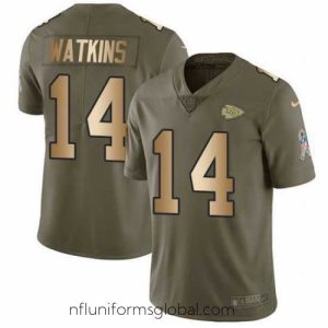 Sumptuous Nike Chiefs #14 Sammy Watkins Olive Gold Stitched NFL Limited 2017 Salute to Service Jersey