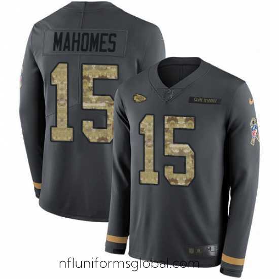 Irresistible Nike Chiefs 15 Patrick Mahomes Anthracite Salute to Service s Stitched NFL Limited Therma Long Sleeve Jersey