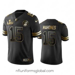 Divine Nike Chiefs 15 Patrick Mahomes Black Gold 2020 Super Bowl LIV Vapor Untouchable Limited Jersey