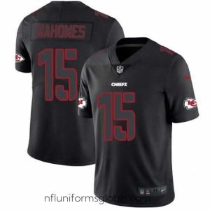 Stunning Nike Chiefs #15 Patrick Mahomes Black Stitched NFL Limited Rush Impact Jersey