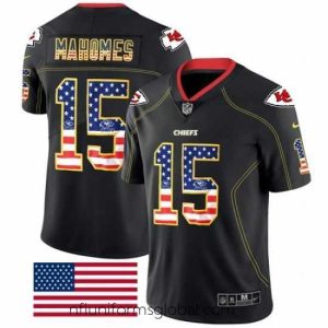 Exquisite Nike Chiefs #15 Patrick Mahomes Black Stitched NFL Limited Rush USA Flag Jersey