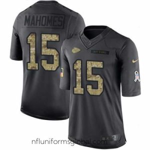 Stunning Nike Chiefs #15 Patrick Mahomes Black Stitched NFL Limited 2016 Salute to Service Jersey