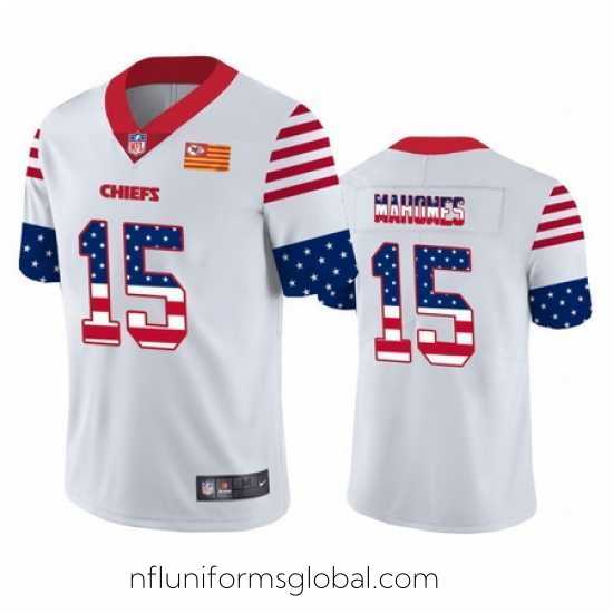 Captivating Nike Chiefs 15 Patrick Mahomes White USA Flag Fashion Limited Jersey