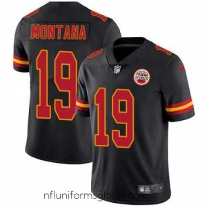 Divine Nike Chiefs #19 Joe Montana Black Mens Stitched NFL Limited Rush Jersey
