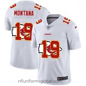 Ravishing Nike Chiefs 19 Joe Montana Helaire White Shadow Logo Limited Jersey