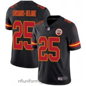 Exquisite Nike Chiefs 25 Clyde Edwards Helaire Black Stitched NFL Limited Rush Jersey