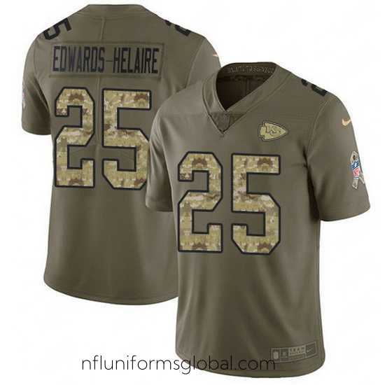 Alluring Nike Chiefs 25 Clyde Edwards Helaire Olive Camo Stitched NFL Limited 2017 Salute To Service Jersey