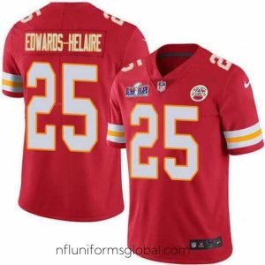 Alluring Nike Chiefs 25 Clyde Edwards Helaire Red Team Color Bound Stitched NFL Vapor Untouchable Limited 2024 Super Bowl LVIII Jersey