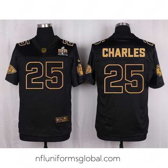 Stunning Nike Chiefs #25 Jamaal Charles Black Mens Stitched NFL Elite Pro Line Gold Collection Jersey