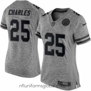 Stunning Nike Chiefs #25 Jamaal Charles Gray Womens Stitched NFL Limited Gridiron Gray Jersey