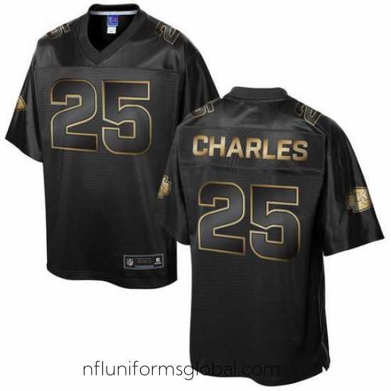 Stunning Nike Chiefs #25 Jamaal Charles Pro Line Black Gold Collection Mens Stitched NFL Game Jersey