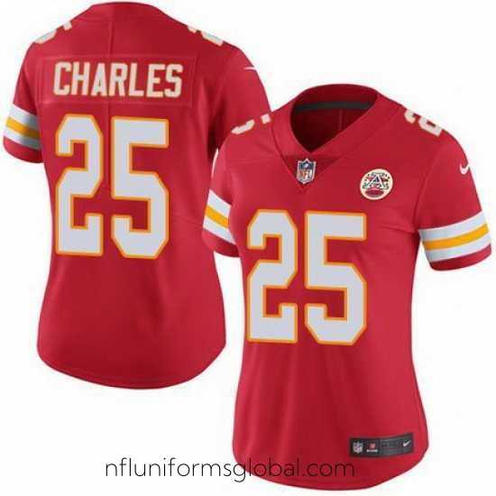 Alluring Nike Chiefs #25 Jamaal Charles Red Womens Stitched NFL Limited Rush Jersey