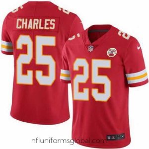 Stunning Nike Chiefs #25 Jamaal Charles Red Stitched NFL Limited Rush Jersey