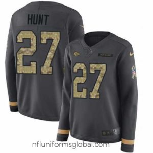 Exquisite Nike Chiefs #27 Kareem Hunt Anthracite Salute to Service