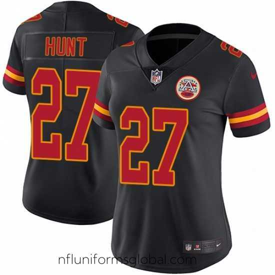 Divine Nike Chiefs #27 Kareem Hunt Black Womens Stitched NFL Limited Rush Jersey