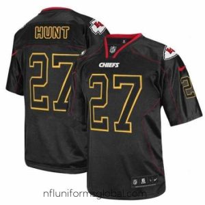 Divine Nike Chiefs #27 Kareem Hunt Lights Out Black Mens Stitched NFL Elite Jersey