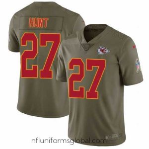 Gorgeous Nike Chiefs #27 Kareem Hunt Olive Mens Stitched NFL Limited 2017 Salute to Service Jersey