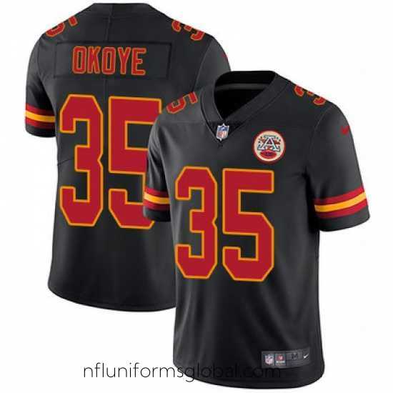 Ravishing Nike Chiefs #35 Christian Okoye Black Mens Stitched NFL Limited Rush Jersey